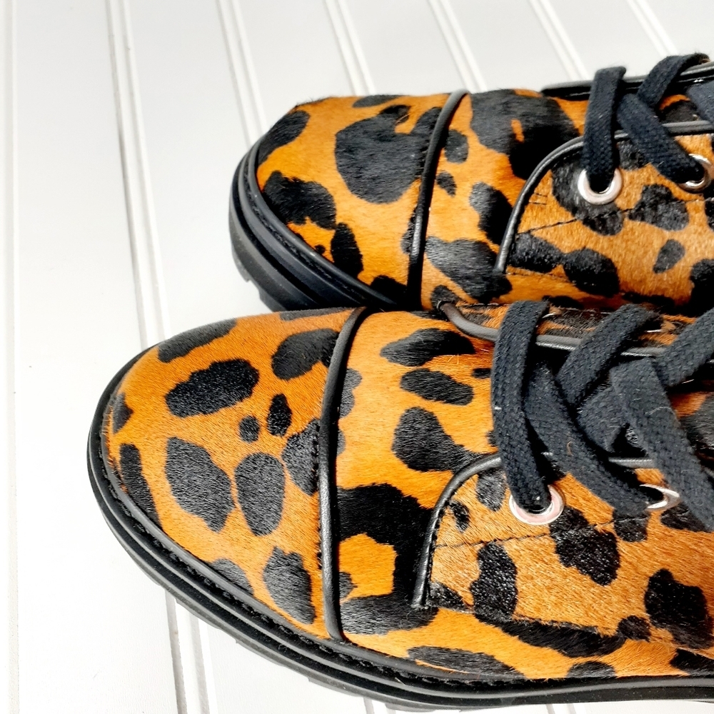 NEW Schutz Maylova Leopard Suede Combat Bootie F713 - Picture 8 of 11